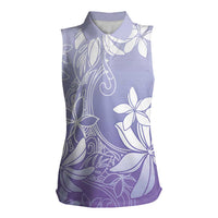 Tiare Tahiti Women Sleeveless Polo Shirt Purple Polynesia Motifs LT05 Female Purple - Polynesian Pride