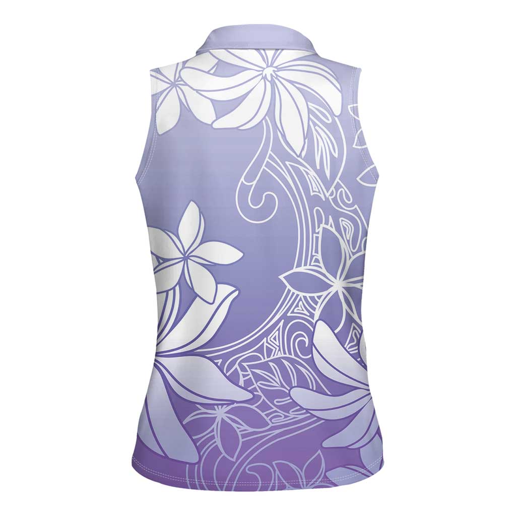 Tiare Tahiti Women Sleeveless Polo Shirt Purple Polynesia Motifs LT05 - Polynesian Pride