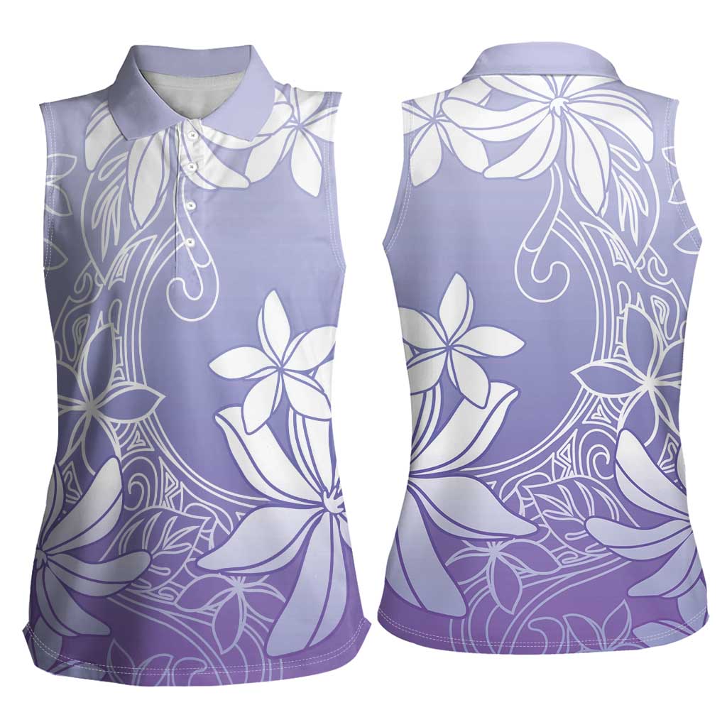 Tiare Tahiti Women Sleeveless Polo Shirt Purple Polynesia Motifs LT05 - Polynesian Pride