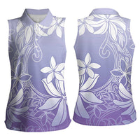 Tiare Tahiti Women Sleeveless Polo Shirt Purple Polynesia Motifs LT05 - Polynesian Pride