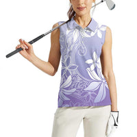 Tiare Tahiti Women Sleeveless Polo Shirt Purple Polynesia Motifs LT05 - Polynesian Pride