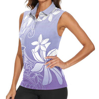 Tiare Tahiti Women Sleeveless Polo Shirt Purple Polynesia Motifs LT05 - Polynesian Pride