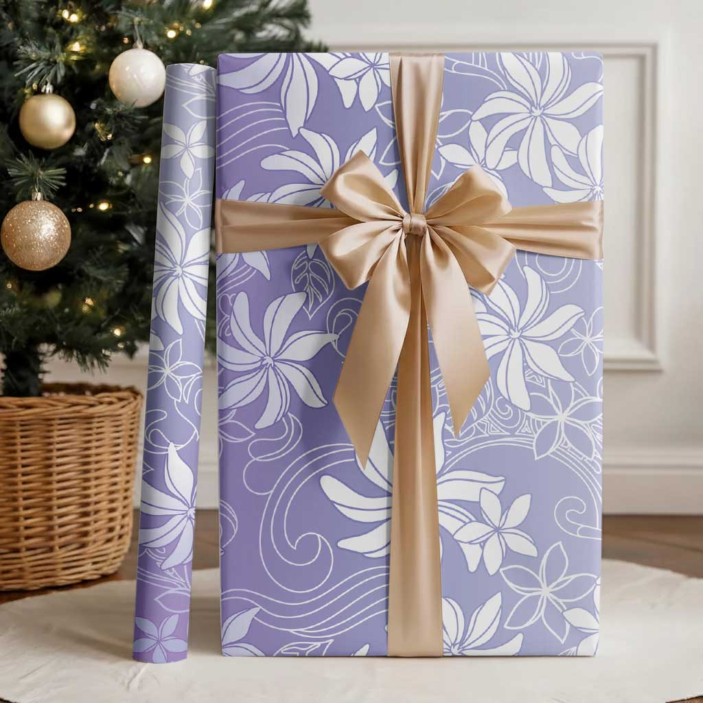 Tiare Tahiti Wrapping Paper Purple Polynesia Motifs - Polynesian Pride