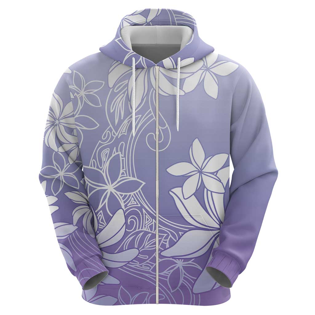 Tiare Tahiti Zip Hoodie Purple Polynesia Motifs - Polynesian Pride