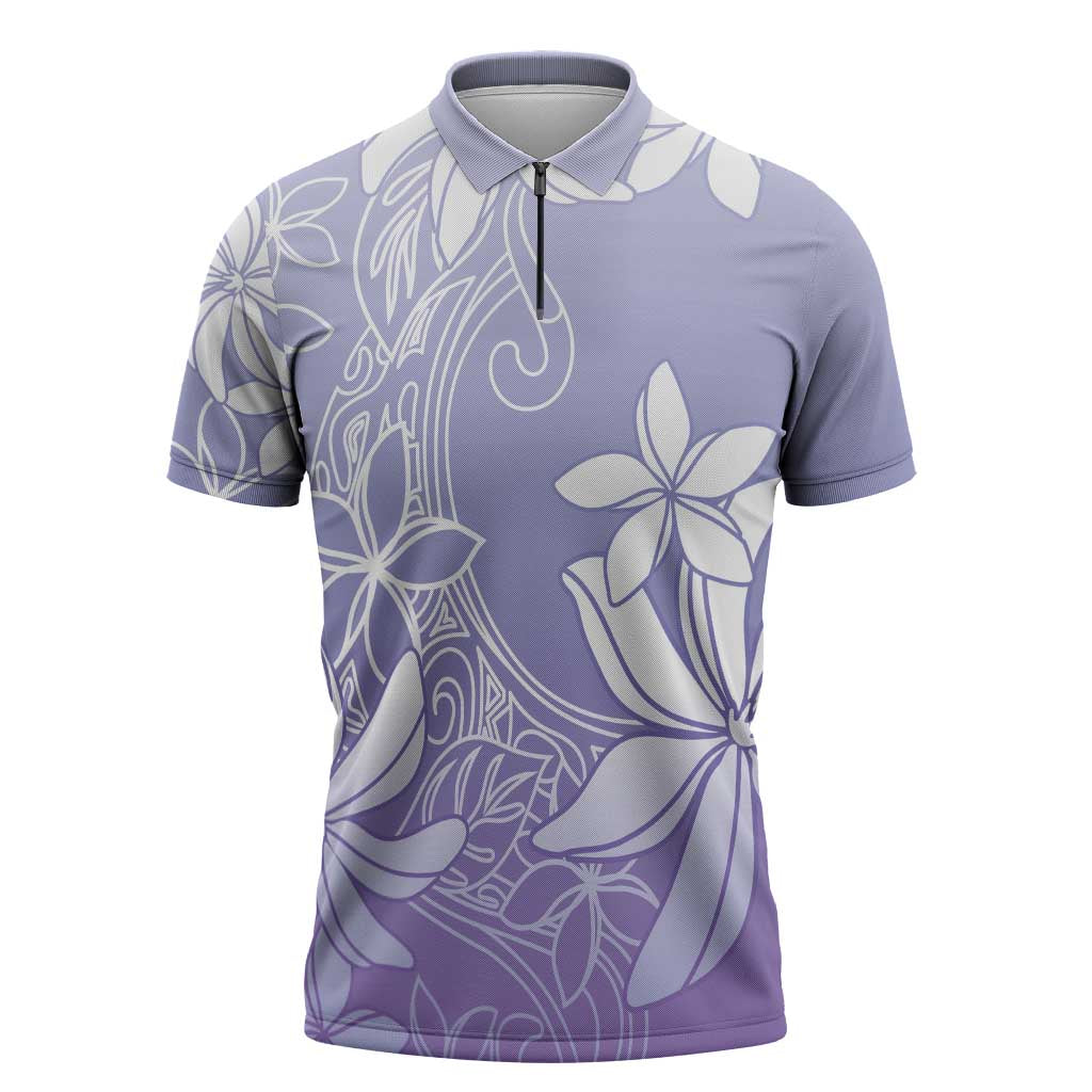 Tiare Tahiti Zipper Polo Shirt Purple Polynesia Motifs LT05 Purple - Polynesian Pride