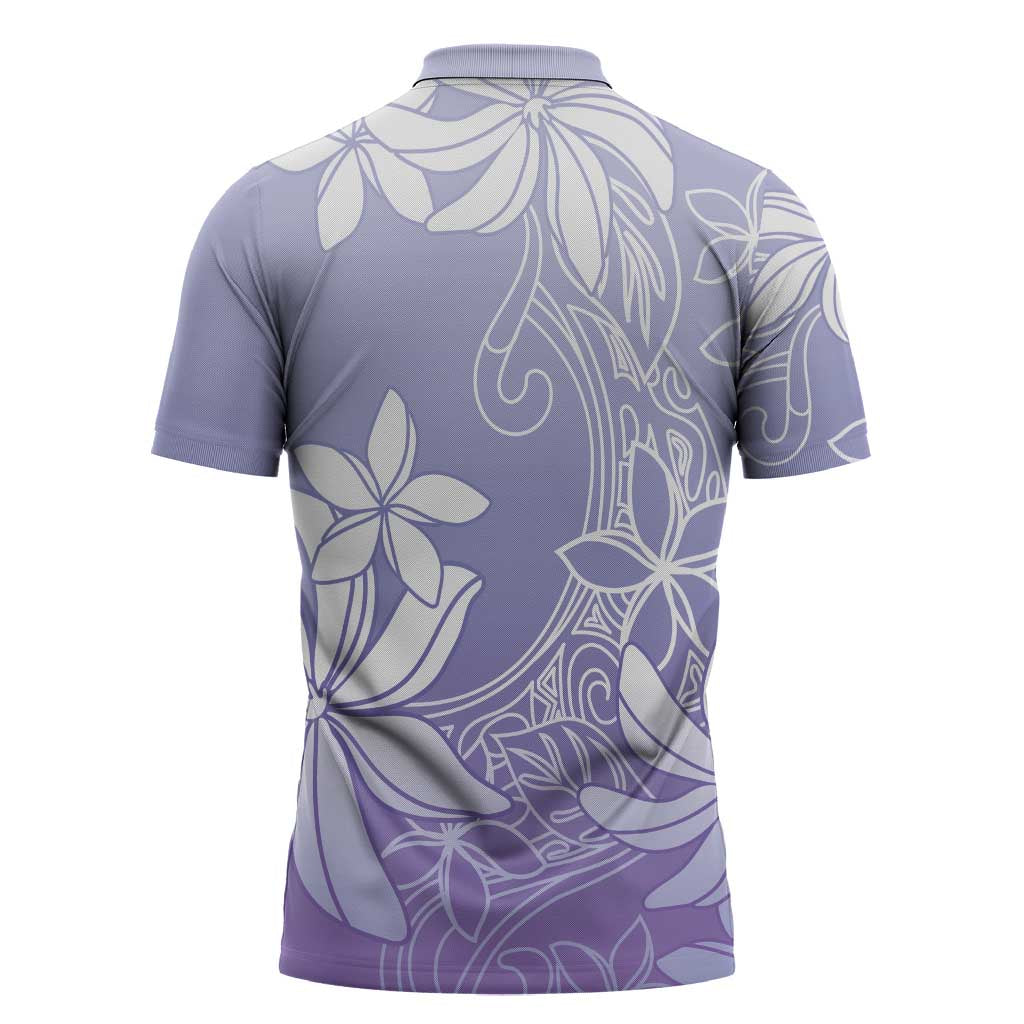 Tiare Tahiti Zipper Polo Shirt Purple Polynesia Motifs LT05 - Polynesian Pride