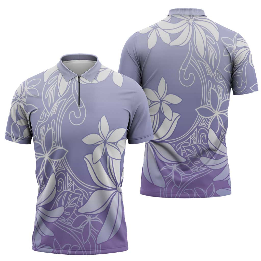 Tiare Tahiti Zipper Polo Shirt Purple Polynesia Motifs LT05 - Polynesian Pride