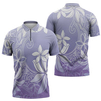 Tiare Tahiti Zipper Polo Shirt Purple Polynesia Motifs LT05 - Polynesian Pride