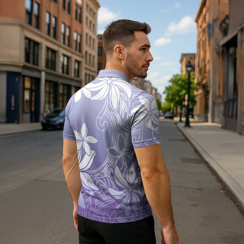 Tiare Tahiti Zipper Polo Shirt Purple Polynesia Motifs LT05 - Polynesian Pride