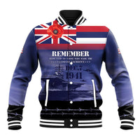 Hawaii Pearl Harbor Remembrance Day Baseball Jacket Flag Style LT05 Unisex Blue - Polynesian Pride