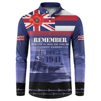 Hawaii Pearl Harbor Remembrance Day Button Sweatshirt Flag Style LT05 Blue - Polynesian Pride