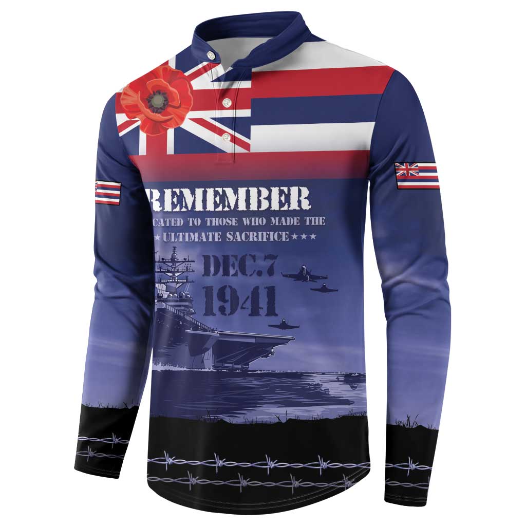 Hawaii Pearl Harbor Remembrance Day Button Sweatshirt Flag Style LT05 - Polynesian Pride