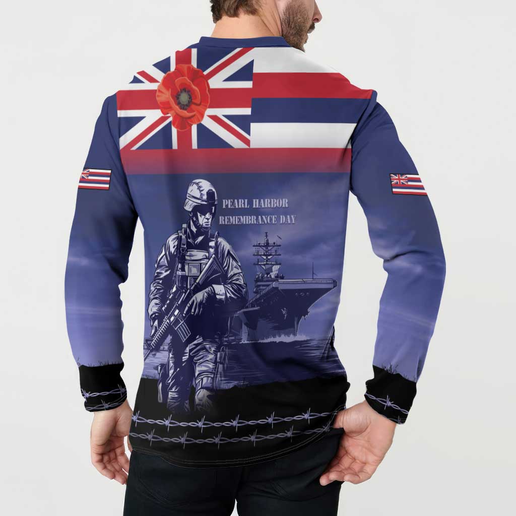 Hawaii Pearl Harbor Remembrance Day Button Sweatshirt Flag Style LT05 - Polynesian Pride