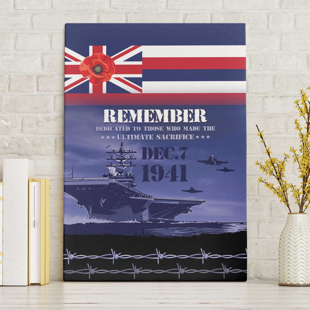 Hawaii Pearl Harbor Remembrance Day Canvas Wall Art Flag Style LT05 Without Frame Blue - Polynesian Pride