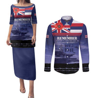 Hawaii Pearl Harbor Remembrance Day Couples Matching Puletasi and Long Sleeve Button Shirt Flag Style LT05 Blue - Polynesian Pride