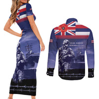 Hawaii Pearl Harbor Remembrance Day Couples Matching Short Sleeve Bodycon Dress and Long Sleeve Button Shirt Flag Style LT05 - Polynesian Pride