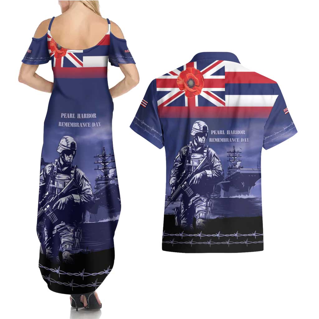 Hawaii Pearl Harbor Remembrance Day Couples Matching Summer Maxi Dress and Hawaiian Shirt Flag Style LT05 - Polynesian Pride