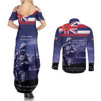 Hawaii Pearl Harbor Remembrance Day Couples Matching Summer Maxi Dress and Long Sleeve Button Shirt Flag Style LT05 - Polynesian Pride