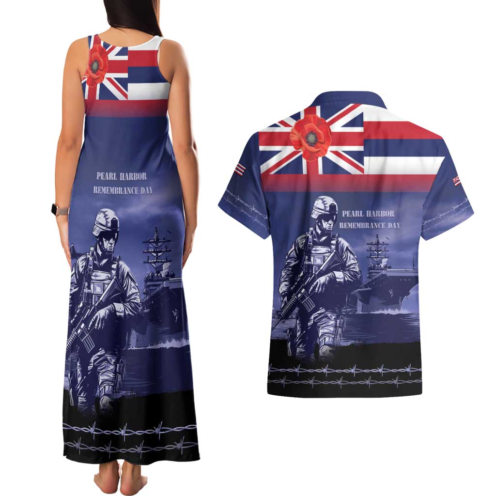Hawaii Pearl Harbor Remembrance Day Couples Matching Tank Maxi Dress and Hawaiian Shirt Flag Style LT05 - Polynesian Pride