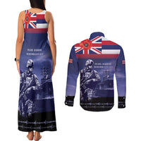 Hawaii Pearl Harbor Remembrance Day Couples Matching Tank Maxi Dress and Long Sleeve Button Shirt Flag Style LT05 - Polynesian Pride