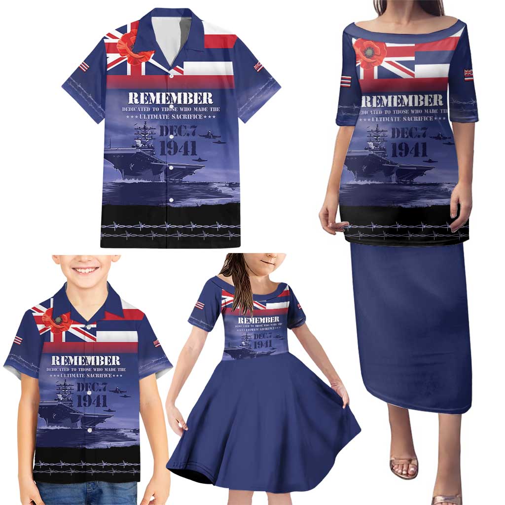 Hawaii Pearl Harbor Remembrance Day Family Matching Puletasi and Hawaiian Shirt Flag Style