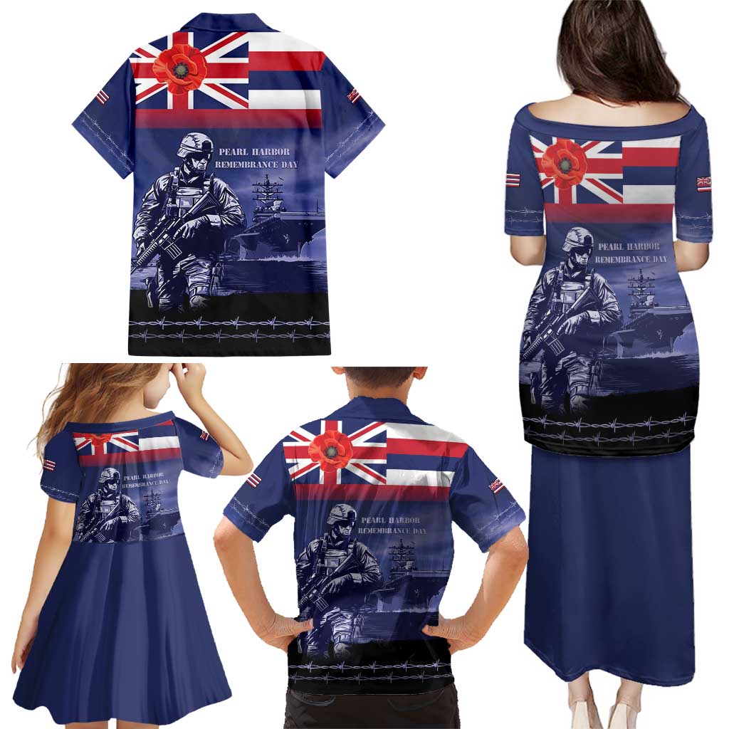 Hawaii Pearl Harbor Remembrance Day Family Matching Puletasi and Hawaiian Shirt Flag Style
