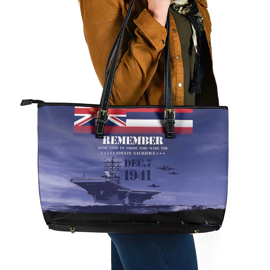 Hawaii Pearl Harbor Remembrance Day Leather Tote Bag Flag Style LT05 - Polynesian Pride