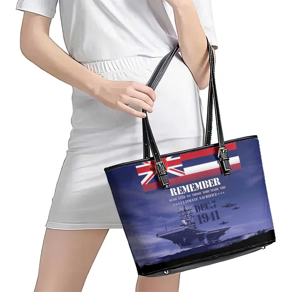Hawaii Pearl Harbor Remembrance Day Leather Tote Bag Flag Style LT05 - Polynesian Pride