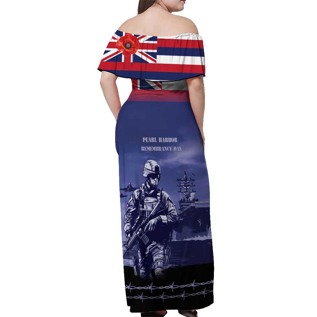 Hawaii Pearl Harbor Remembrance Day Off Shoulder Maxi Dress Flag Style LT05 - Polynesian Pride