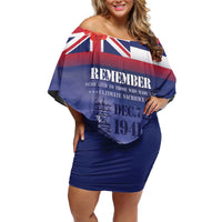 Hawaii Pearl Harbor Remembrance Day Off Shoulder Short Dress Flag Style LT05 Women Blue - Polynesian Pride