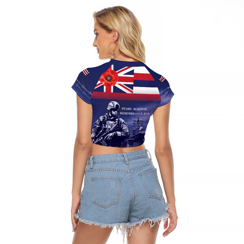 Hawaii Pearl Harbor Remembrance Day Raglan Cropped T Shirt Flag Style LT05 - Polynesian Pride