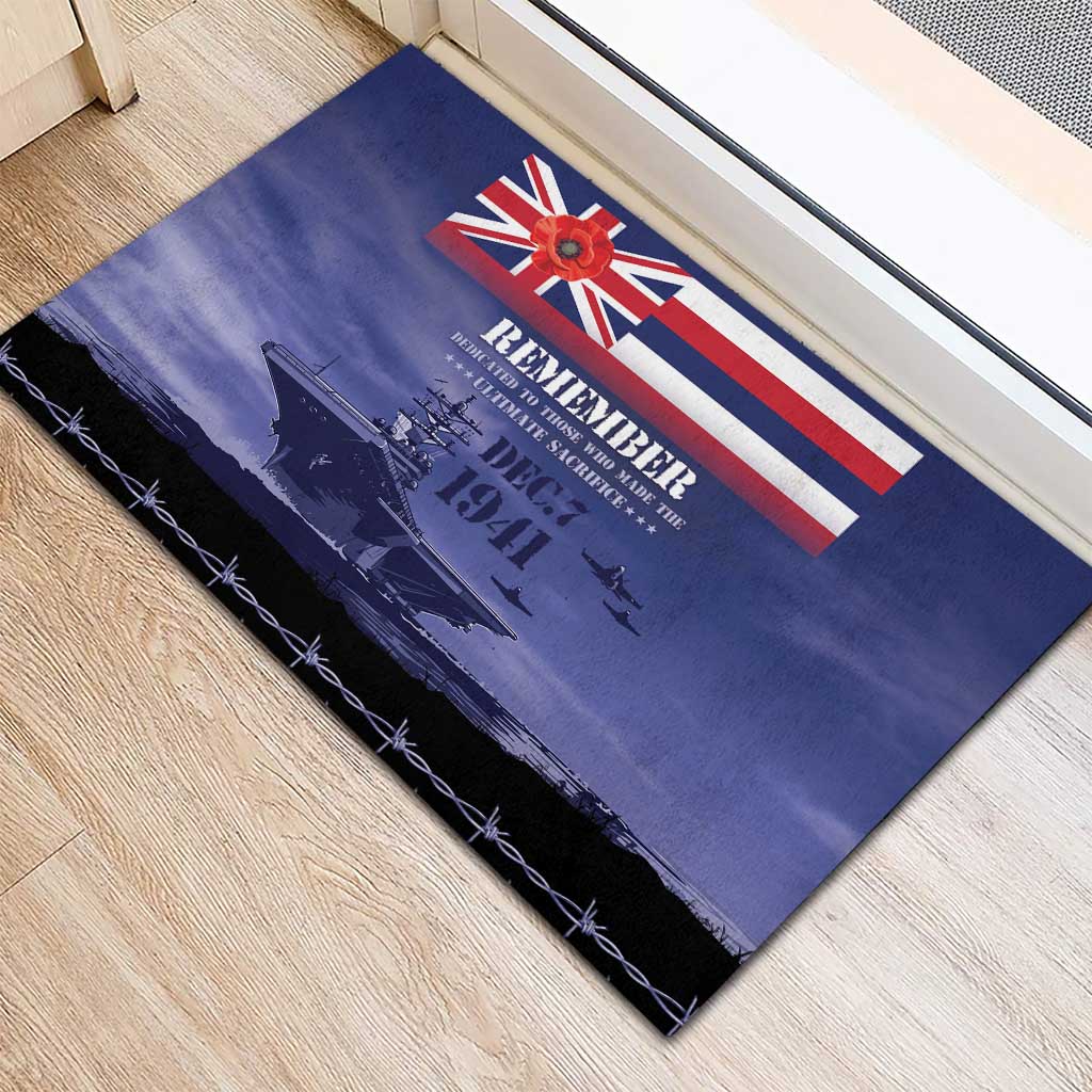 Hawaii Pearl Harbor Remembrance Day Rubber Doormat Flag Style LT05 - Polynesian Pride