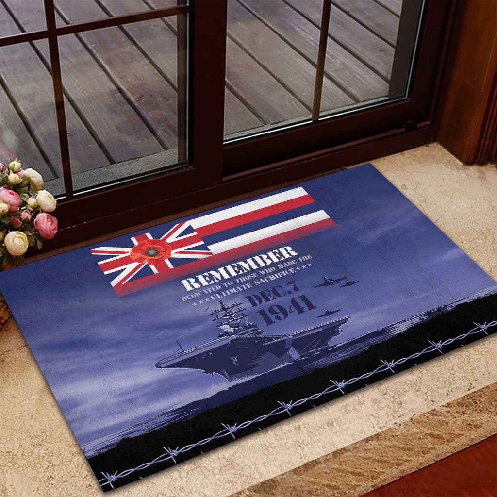 Hawaii Pearl Harbor Remembrance Day Rubber Doormat Flag Style LT05 - Polynesian Pride