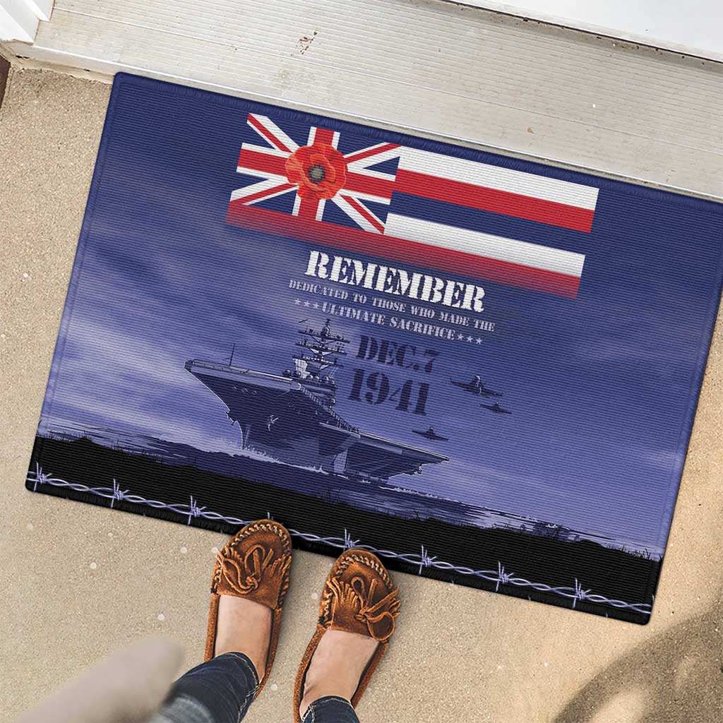 Hawaii Pearl Harbor Remembrance Day Rubber Doormat Flag Style LT05 - Polynesian Pride