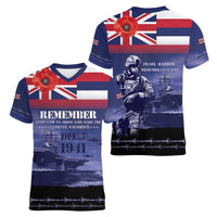 Hawaii Pearl Harbor Remembrance Day Women V-Neck T-Shirt Flag Style LT05 - Polynesian Pride