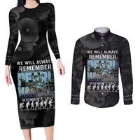 Personalized Pearl Harbor Remembrance Day Couples Matching Long Sleeve Bodycon Dress and Long Sleeve Button Shirt We Will Always Remember LT05 Black - Polynesian Pride