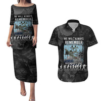Personalized Pearl Harbor Remembrance Day Couples Matching Puletasi and Hawaiian Shirt We Will Always Remember LT05 Black - Polynesian Pride