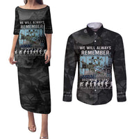 Personalized Pearl Harbor Remembrance Day Couples Matching Puletasi and Long Sleeve Button Shirt We Will Always Remember LT05 Black - Polynesian Pride