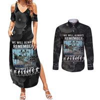 Personalized Pearl Harbor Remembrance Day Couples Matching Summer Maxi Dress and Long Sleeve Button Shirt We Will Always Remember LT05 Black - Polynesian Pride