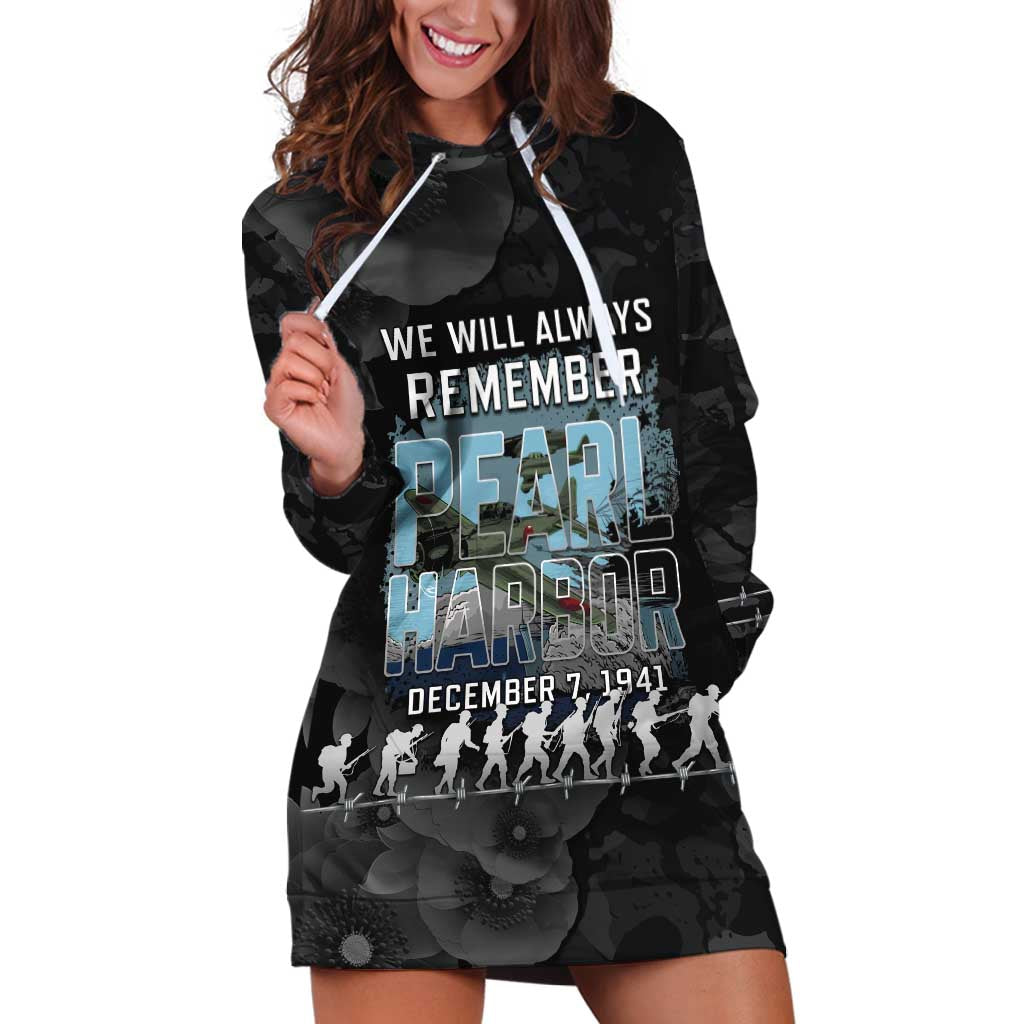 Personalized Pearl Harbor Remembrance Day Hoodie Dress We Will Always Remember LT05 Black - Polynesian Pride