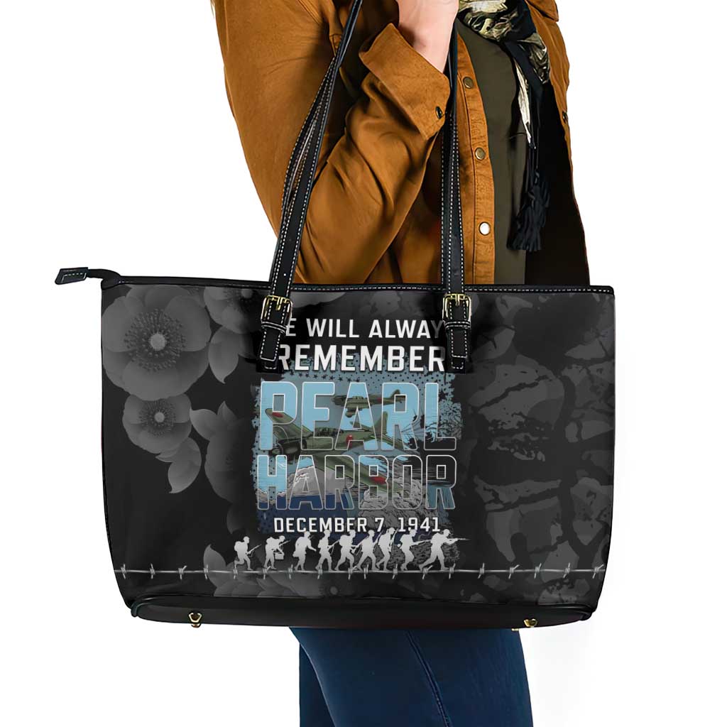 Pearl Harbor Remembrance Day Leather Tote Bag We Will Always Remember LT05 - Polynesian Pride