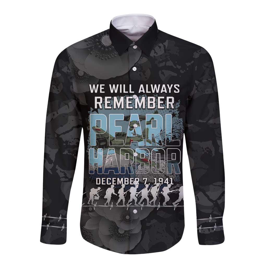 Personalized Pearl Harbor Remembrance Day Long Sleeve Button Shirt We Will Always Remember