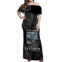 Personalized Pearl Harbor Remembrance Day Off Shoulder Maxi Dress We Will Always Remember LT05 Women Black - Polynesian Pride