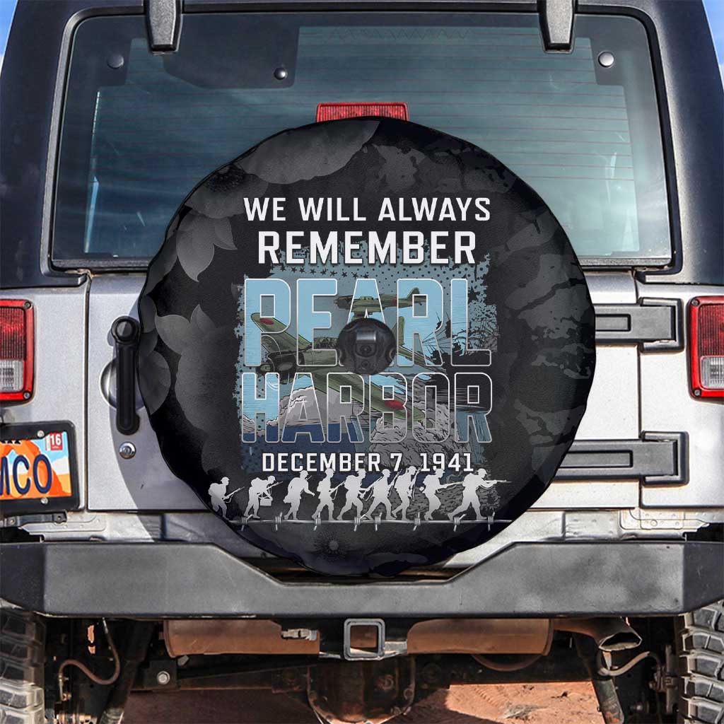 Pearl Harbor Remembrance Day Spare Tire Cover We Will Always Remember LT05 Black - Polynesian Pride