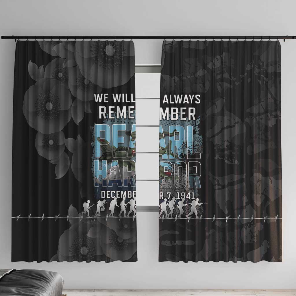 Pearl Harbor Remembrance Day Window Curtain We Will Always Remember LT05 With Hooks Black - Polynesian Pride