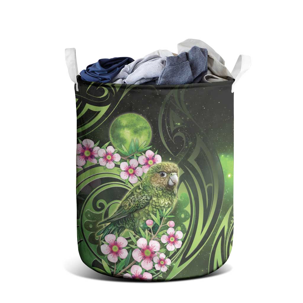 New Zealand Aotearoa Kakapo Laundry Basket Maori Pattern With Manuka Galaxy Style LT05 - Polynesian Pride