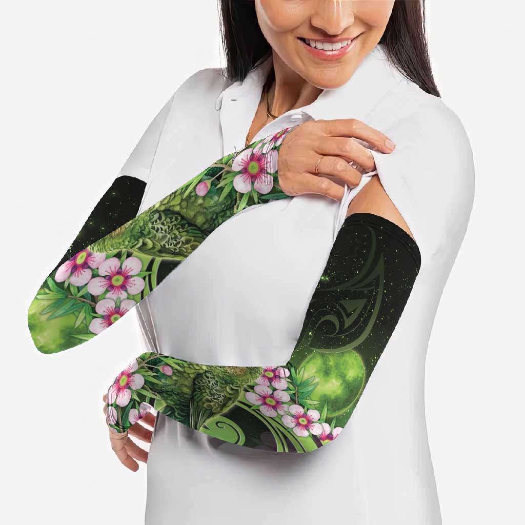New Zealand Aotearoa Kakapo Arm Sleeves Maori Pattern With Manuka Galaxy Style - Polynesian Pride