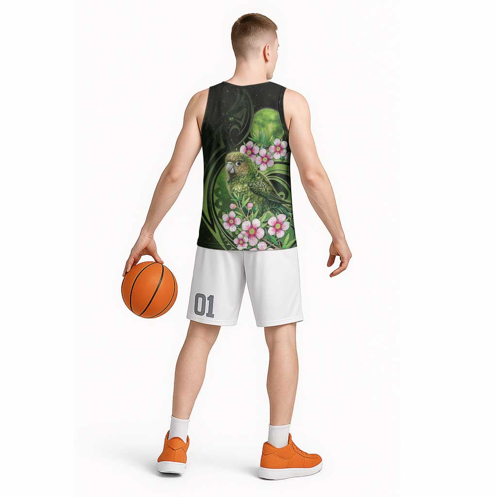 New Zealand Aotearoa Kakapo Basketball Jersey Maori Pattern With Manuka Galaxy Style - Polynesian Pride
