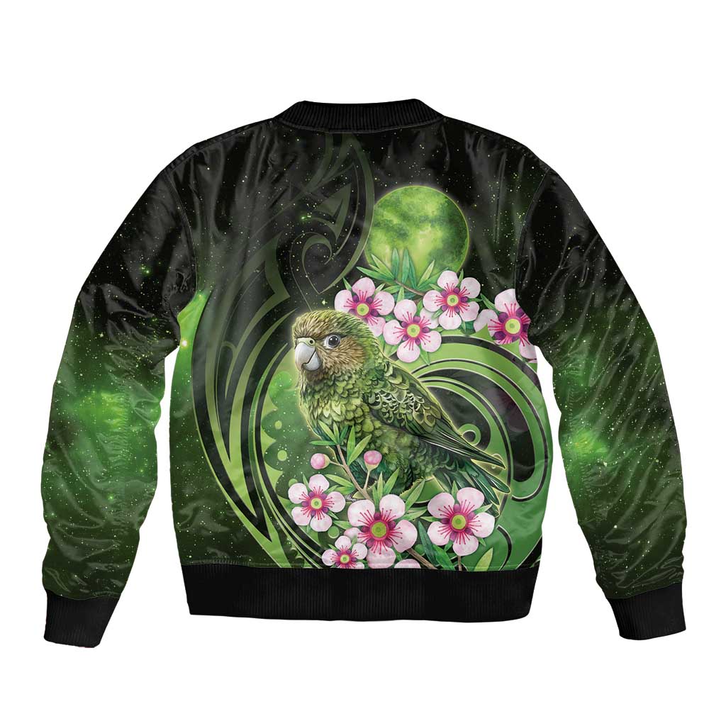 New Zealand Aotearoa Kakapo Bomber Jacket Maori Pattern With Manuka Galaxy Style - Polynesian Pride