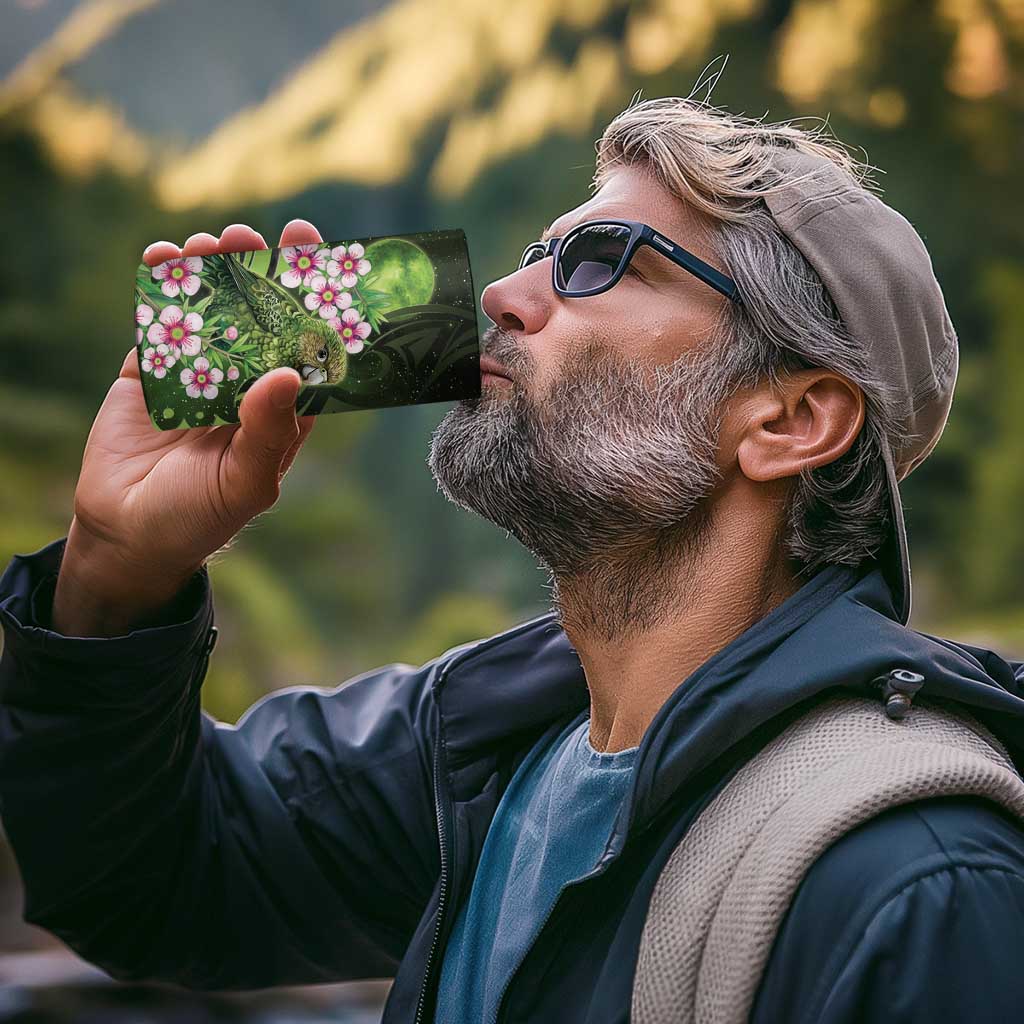 New Zealand Aotearoa Kakapo 4 in 1 Can Cooler Tumbler Maori Pattern With Manuka Galaxy Style - Polynesian Pride
